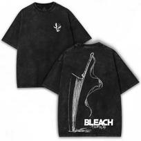 BLEACH Zangetsu Anime Marškinėliai Vintage Skalbti Medvilniniai Unisex Laisvi Trumpomis Rankovėmis Harajuku Gatvės Stiliaus Madingi Marškinėliai XL gray