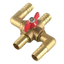 Hose Barb Inline Water Control Manual Valve 5/8 3/4 Inch Heater Valve 4-Way Solid Brass Core Water Valve For Fuel Gas Water Air 16mm