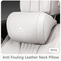Napa odos automobilio galvos atrama Automobilio logotipas Sėdynės kaklo pagalvėlė Galvos atrama Mercedes Benz AMG W204 W205 W212 W213 W221 W177 W246 GLA balta