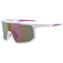 Men's and women's outdoor sports cycling sunglasses, large-frame bicycle sunglasses, high-definition glasses for mountaineering White frame with purple f white