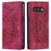 for Google Pixel 10A,9A Mandala Embossed PU Leather Flip Wallet Case Magnetic Closure Cover Pixel 9A raudona
