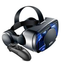 3D VR išmanieji akiniai ausinės Virtualios realybės šalmas Išmanusis telefonas viso ekrano matymo plataus kampo objektyvas su valdikliu 7 colių ausinėmis 052 juoda