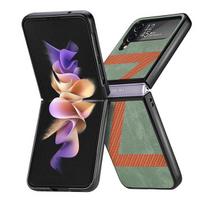 Carbon Fiber Case For Samsung Galaxy Z Flip 4 ,Real Carbon Fiber Matte Geometric Pattern Z Type Aramid Slim Light Shockproof Case For Galaxy Z Flip 4 žalia
