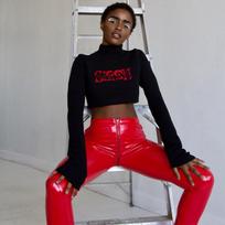 Moteriški antblauzdžiai su užtrauktuku Sexy High Waist Latekso šviesios odos plius dydžio moteriškos kelnės No Belt XL raudona