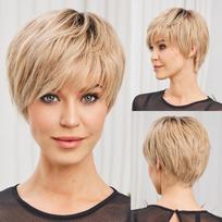 HAIRCUBE Bob Pixie kirpti šviesiai rudi sluoksniuoti Remy perukai žmonių plaukams su kirpčiukais trumpų natūralių bangų žmogaus plaukų mašina pagaminti perukai moterims Afro beige