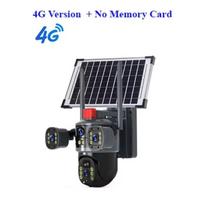 V380Pro 12MP kelių objektyvų 3 ekranų CCTV kamera saulės energija 4G WIFI belaidė saulės kolektorių maitinama stebėjimo PTZ kamera, atspari vandeniui lauke 4G Cam