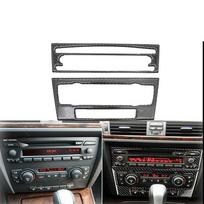 BMW 3 serijos E90 E92 E93 2005-2012 automobiliui, anglies pluošto išvaizdos oro kondicionavimo CD valdymo pulto apdailos lipdukas gray
