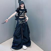 Mergaičių džiazo šokių kostiumai, puošnūs japoniški hiphopo kostiumai, podiumo scena 170 juoda