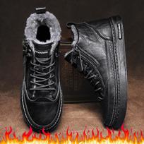 Žieminiai Velvet Prabangūs Batai Vyriški Suvarstomi Šilti Batai Patogūs Odiniai Kulkšnies Batai Retro vyriški Darbiniai Batai Chelsea Boot Male Causal 39 juoda