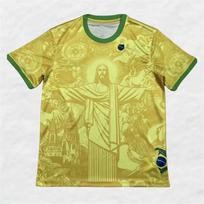 Brazilija Jėzus Specialaus leidimo futbolo marškinėliai 2025 m. vasaros naujos mados sportiniai marškinėliai vyrams ir moterims treniruočių marškinėliai viršus XL beige