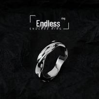 Silver Plated Möbius Twist Adjustable Ring for Men and Women Adjustable Open white