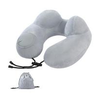 Inflatable Pillow U-Shaped Neck Support Full Filling Portable Nap Cushion Inflatable Headrest Cushion with Storage sidabro pilka spalva
