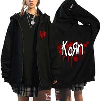 Korn Roko Hoodies PASAULINĖS TOUR Užtraukiamos Palaidinės Korn Roko Metalo Užtraukiamos Striukės Vilnos Dydžio Negalvojant Striukės Paltai Hip Hop Gatvės Apranga 2XL black