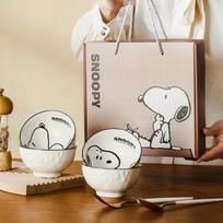 Snoopy keraminiai indai Ryžių dubenėlis Asmeninis rinkinys Namų apyvokos Didelės vertės Gimtadienio dovana set white