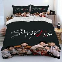 3D Stray Kids Kpop Dainininkas Žvaigždė Patalių Komplektas, Antklodės Užvalkalas Lovos Komplektas Antklodės Užvalkalas Pagalvės Užvalkalas, Karališko Dydžio Karalienės Dydžio Viengulis Dydis Berniukams Mergaitėms Suaugusiems 70x133cm 3pcs