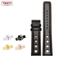Natūralios odos apyrankė skirta tissot Sports Racing Series PRS516 T91 1853 Viršutinio sluoksnio karvės oda Laikrodžio apyrankė 20mm Chopin laikrodžio apyrankei silver buckle gray