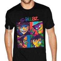 Quality Gorillaz Tee Shirts T-Shirt Men Mens Big Size Black Shirts Fitness TightNormal Tees Hot Sale Cotton Mens Tshirts S juoda