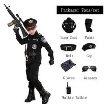 Naujas Vaikams Berniukams Mergaitėms Juokingas Policininko Kostiumas Vaikams Policijos Uniforma Cosplay Apranga Rinkinys Helovino Šventė 130CM ruda