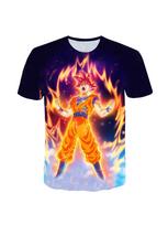 Vasarinis 3D spausdintas marškinėlis Anime personažas Son Goku Super Saiyan marškinėlis Berniukui Vaikų drabužiai Marškinėlis 110 blue