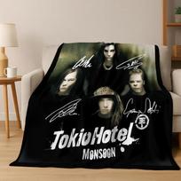 Madingas roko muzikos Tokio Hotel Bill Tom Kaulitz meno flanelės pledas, jaukus minkštas užklotas namams, miegamajam, lovai, sofai, dovanai 75x90cm