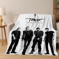 Madingas roko muzikos Tokio Hotel Bill Tom Kaulitz meno flanelės pledas, jaukus minkštas užklotas namams, miegamajam, lovai, sofai, dovanai 75x90cm white