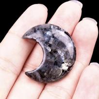 30mm Natural Agate Crystal Crescent Moon Ornament - DIY Accessory gray