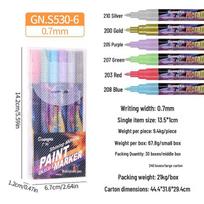 GNS530 12-Color Water-Based Metallic Marker Set - Glitter Paint Pens for Graffiti and Crafts gray