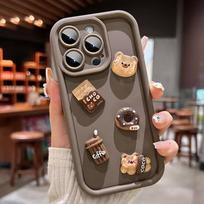 Mielas 3D meškiukas medaus spurgos kavos dėklas telefonui Samsung Galaxy A06 A26 A36 A25 A16 A34 S25 Ultra S24 FE S23 S22 Plus Minkštas dėklas A35 5G