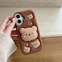 Samsung Galaxy A16 A26 A36 A56 A15 A25 A35 A55 A14 A24 A54 dėklas Mielas meškiukas 3D animacinis lipdukas-laikiklis Silikoninis dangtelis Galaxy A36