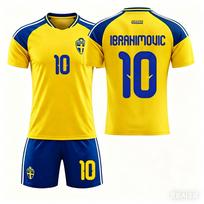 Pasaulio taurės Švedijos namų marškinėliai Nr. 10 Ibrahimovičiaus trumpomis rankovėmis futbolo marškinėliai, vyriški 26