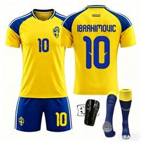 Pasaulio taurės Švedijos namų marškinėliai Nr. 10 Ibrahimovičiaus trumpomis rankovėmis futbolo marškinėliai, vyriški 26