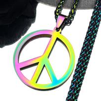 Gotikinis Punk Taikos Ženklas Simbolis Pakabukas Karoliai Vyrams Juoda Spalva Nerūdijančio Plieno Taiki Atitikimo Grandinė Papuošalai cadenas mujer N438S02 gray