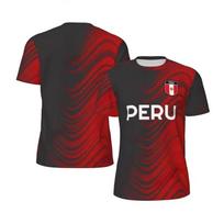 Madingi Peru Vėliavos Grafikos Futbolo Marškinėliai Vyrams Tendencija 3D Nacionalinio Herbo Spausdinti Sportiniai Marškinėliai Laisvi Kvėpuojantys Marškinėliai Viršutiniai Drabužiai L black