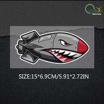 Interesting Bomb Flying Tiger Shark Mouth Car Stickers Windshield Bumper VAN Sunscreen Custom Printing Vinyl Decals Decorative 15x6.9cm gray