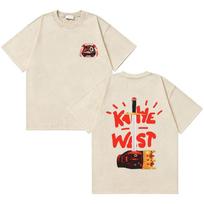 Rapper Kanye West My Beautiful Dark Twisted Fantasy Vintage Washed Tshirt Unisex WoUnisex Summer Hip Hop High Quality Cotton T Shirts S white
