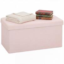 Storage Pouffe, Folding Storage Bench 84 L 76x38x38 cm Upholstered in Synthetic Linen Storage Chest Pink 76 x 38 x 38 cm rožinė