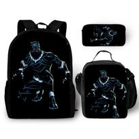 Marvel Juodoji Pantera Pradinuko Kuprinė Trys Dalys Kuprinė Portfelis Pieštukinė Lunch bag black