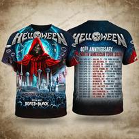 Vintažinis Helloween Roko Grupės Koncertinis 3D Spausdintas Marškinėlis Vyrams Moterims Madingi Helovino Trumpomis Rankovėmis Viršutiniai Drabužiai T-shirt'ai Vaikams Unisex Drabužiai 4XL gray