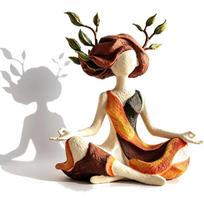 Abstract Goddess of Nature Sculpture Resin Hand-Painted Art Statue  for Women 10*8*5cm-B