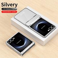 For Samsung Galaxy Z Flip 7 5G Phone Case Luxury Electroplating Matte Folding Hinge Screen Protector Film Shockproof Hard Cover For Galaxy Z Flip 7 white