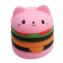 Cute Cat Burger & Popcorn Squishy Slow Rebound Hand Squeeze Stress Relief Toy Set rožinė