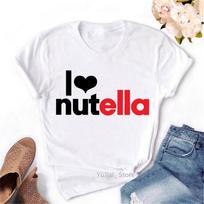 I Love Nutella Letter Print Tshirts Unisex Clothes 2024 Funny T Shirt Femme Short Sleeve White Tshirt Summer Tops Tee Shirt S white
