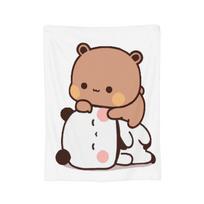Bubu ir Dudu pledas, aksominis panda ir rudas meškiukas, poros šiltas metamas pledas lovai, sofai, lovos kilimėliui 75cmx90cm