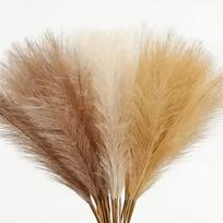 9Pcs Artificial Rattan Grass, Realistic Faux Reed Branches with Fluffy Texture, Boho Decorative Stems for Floor Vases & Home Decor beige