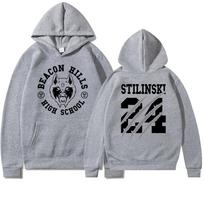 Paauglių vilkas Stiles Stilinski 24 Hoodis Mccall 11 Madingas spaudinys Streetwear Vyrai Moterys Sportiniai džemperiai Hoodis Harajuku Drabužiai M gray