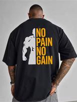 No Pain No Gain Gym T and kids tshirt Men Women Fitness Print Cotton Short Sleeve Loose Casual Workout Daily Tops 3XL white