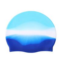 Gradient Color Silicone Swim Cap, Waterproof Elastic Swimming Cap for Adults and Kids