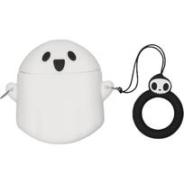 kwmobile Design Cover for Google Pixel Buds Pro 2 Case - Silicone Cover for Earbuds Charging Case - Protective Headphone Holder with Carabiner Clip - white