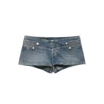 Spicy Retro Military-Style Denim Short Jacket with Stand Collar and Metal Buckle Medium gray