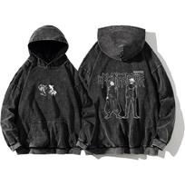 Anime Jujutsu Kaisen Gojo Satoru Geto Suguru Spausdinti Su Gobtuvu Vyrai Moterys Hoodies Retro Skalbtas Palaidinė Harajuku Streetwear M black